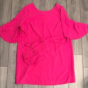 Tahari Vibrant Pink Long Sleeve Dress